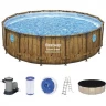 Каркасный бассейн BESTWAY POWER STEEL РОТАНГ 488х122 см, 19480 л + фильтр-насос BESTWAY 5678 л/ч, тент, лестница 56725 BW