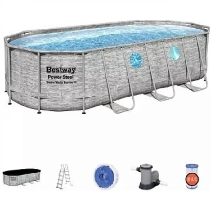 Каркасный бассейн BESTWAY POWER STEEL Ротанг 549х274х122см, 13430л + фильтр-насос 5678 л/ч, лестница, тент 56716 BW Каркасный бассейн BESTWAY POWER STEEL Ротанг 549х274х122см, 13430л + фильтр-насос 5678 л/ч, лестница, тент 56716 BW